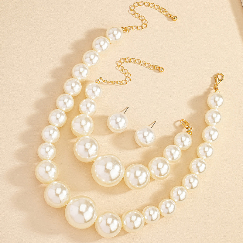 pearl necklace earing bracelet set