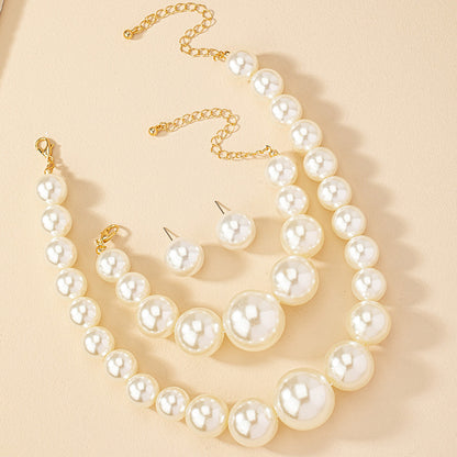 pearl necklace earing bracelet set